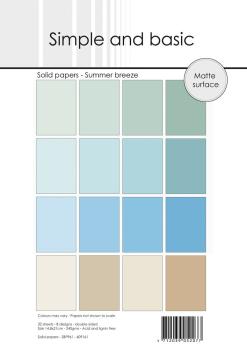Simple and Basic - Cardstock "Summer Breeze" Solid Papers A5 - 32 Bogen 