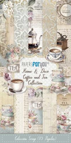 Papers For You - Designpapier "Home&Deco Coffee and Tea" Scrap Paper Pack 6x12 Inch - 10 Bogen 