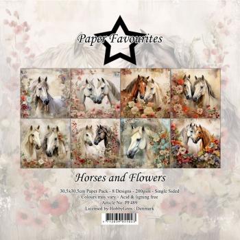 Paper Favourites - Designpapier "Horses and Flowers" Paper Pack 12x12 Inch 8 Bogen