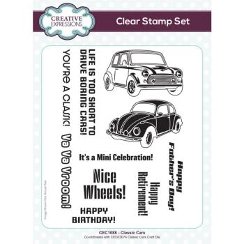 Creative Expressions - Stempelset A5 "Classic Cars" Clear Stamps