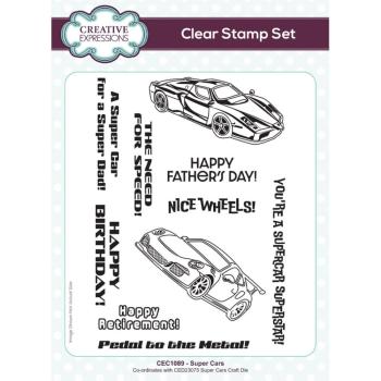 Creative Expressions - Stempelset A5 "Super Cars" Clear Stamps