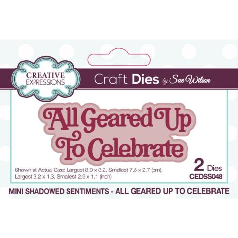Creative Expressions - Stanzschablone "All Geared Up To Celebrate" Shadowed Sentiments Dies Mini Design by Sue Wilson