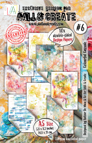 AALL and Create - Designpapier "Colourful Cascade" Paper Pack A5 - 10 Bogen
