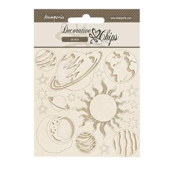 Stamperia - Holzteile 14x14 cm "Planets" Decorative Chips