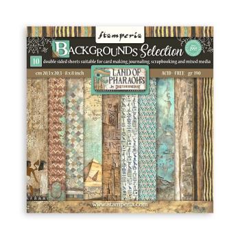 Stamperia - Designpapier "Land of Pharaohs Backgrounds" Paper Pack 8x8 Inch - 10 Bogen