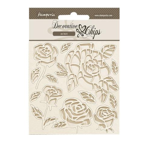 Stamperia - Holzteile 14x14 cm "Roses" Decorative Chips