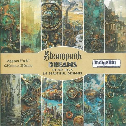 IndigoBlu - Designpapier "Steampunk Dreams" Paper Pack 8x8 Inch - 24 Bogen