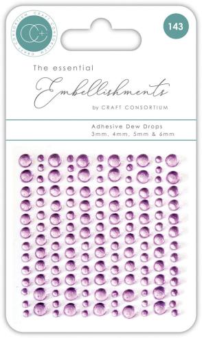 Craft Consortium - Halbperlen "Lilac" Adhesive Dew Drops 143 Stk.