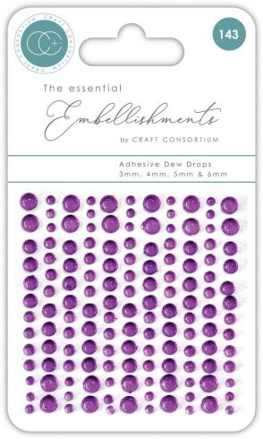 Craft Consortium - Halbperlen "Purple" Adhesive Dew Drops 143 Stk.
