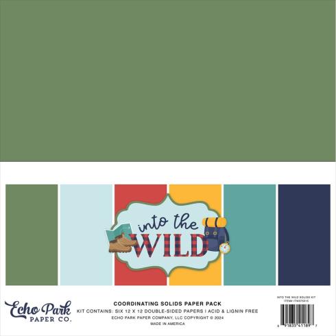 Echo Park - Cardstock "Into The Wild" Coordinating Solids Paper 12x12 Inch - 6 Bogen 