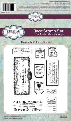 Creative Expressions - Stempelset "French Fabric Tags" Clear Stamps 6x8 Inch Design by Taylor Made Journals