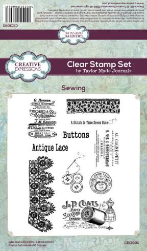 Creative Expressions - Stempelset "Sewing" Clear Stamps 6x8 Inch Design by Taylor Made Journals