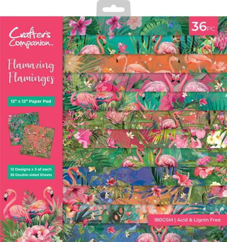 Crafters Companion - Designpapier "Flamazing Flamingos" Paper Pack 12x12 Inch - 36 Bogen