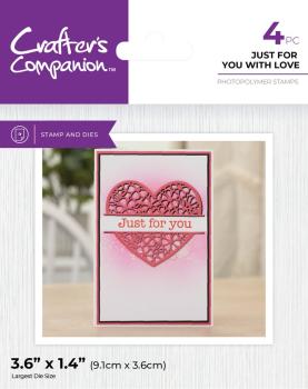 Crafters Companion - Stempelset & Stanzschablone "Just For You With Love" Stamp & Dies