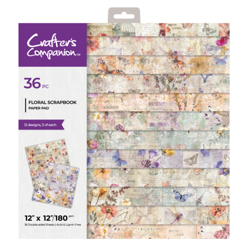 Crafters Companion - Designpapier "Floral Scrapbook" Paper Pack 12x12 Inch - 36 Bogen