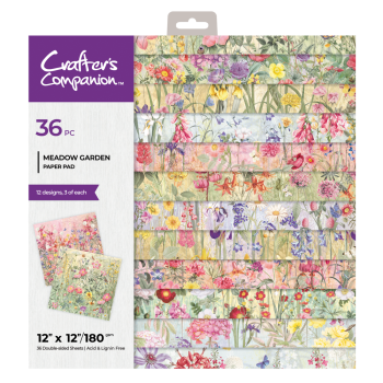 Crafters Companion - Designpapier "Meadow Garden" Paper Pack 12x12 Inch - 36 Bogen