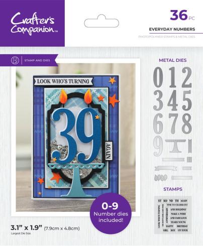 Crafters Companion - Stempelset & Stanzschablone "Everyday Numbers" Stamp & Dies