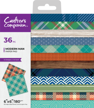 Crafters Companion - Designpapier "Modern Man" Paper Pack 6x6 Inch - 36 Bogen