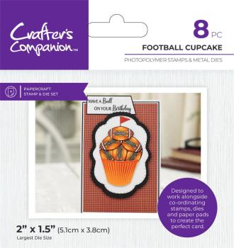 Crafters Companion - Stempelset & Stanzschablone "Football Cupcakes" Stamp & Dies