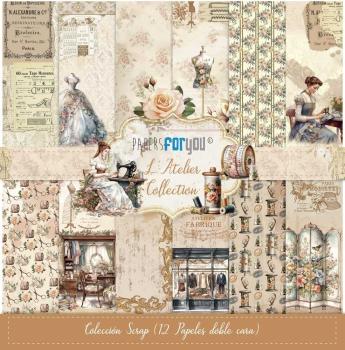 Papers For You - Designpapier "L'Atelier" Scrap Paper Pack 30,5 x 32 cm - 12 Bogen