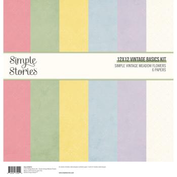 Simple Stories - Basic Kit "Simple Vintage Meadow Flowers" Designpapier 12x12 Inch 6 Bogen