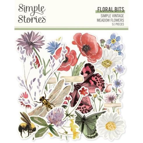 Simple Stories - Stanzteile "Simple Vintage Meadow Flowers" Floral Bits & Pieces 