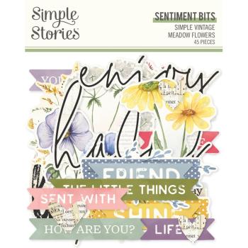 Simple Stories - Stanzteile "Simple Vintage Meadow Flowers" Sentiment Bits & Pieces 