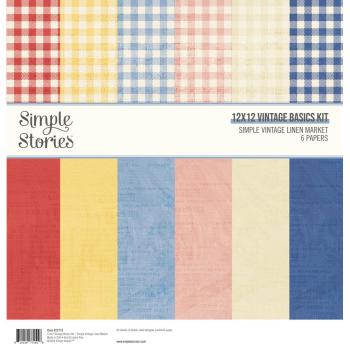 Simple Stories - Designpapier "Simple Vintage Linen Market" Paper Kit 12x12 Inch - 12 Bogen