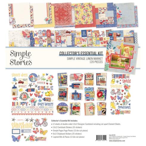 Simple Stories - Collectors Essential Kit "Vintage Linen Market" 12 Bogen Designpapier