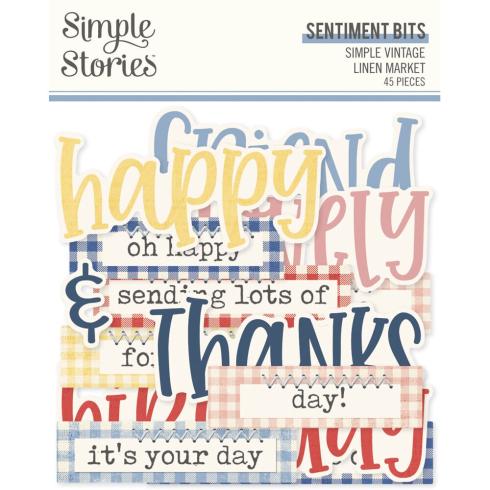 Simple Stories - Stanzteile "Simple Vintage Linen Market" Sentiment Bits & Pieces 
