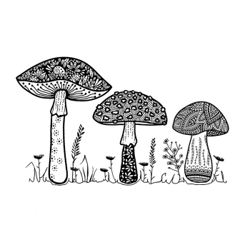 Crafty Individuals - Gummistempel "Happy Mushrooms" Unmounted Rubber Stamps 