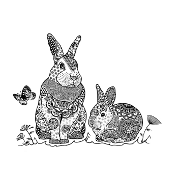 Crafty Individuals - Gummistempel "Two Happy Bunnies" Unmounted Rubber Stamps 