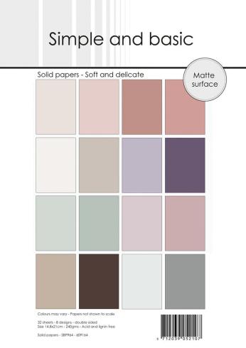 Simple and Basic - Cardstock "Soft and Delicate" Solid Papers A5 - 32 Bogen 