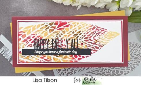Picket Fence Studios - Schablone "Reversed Leaf" Slim Line Stencil 4x10 Inch