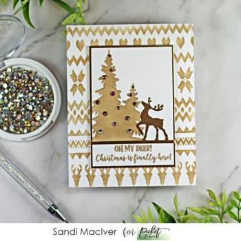 Picket Fence Studios - Schablone "Winter Forest Scenery" Slim Line Stencil 4x10 Inch