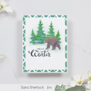 Picket Fence Studios - Schablone "Winter Forest Scenery" Slim Line Stencil 4x10 Inch