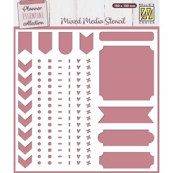 Nellie Snellen - Schablone 15x15cm "Journal" Planer Essential Collection Stencil 
