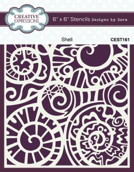 Creative Expressions - Schablone 6x6 Inch "Shell" Stencil Design by Dora