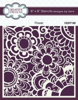 Creative Expressions - Schablone 6x6 Inch "Flower" Stencil Design by Dora
