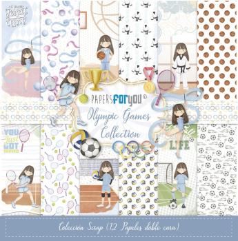 Papers For You - Designpapier "Olympic Games Niña Castaña" Scrap Paper Pack 30,5 x 32 cm - 12 Bogen