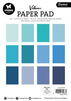 Studio Light - Pergamentpapier "Shades of Blue" Vellum Paper Pad 5,8x8,3 Inch - 24 Bogen