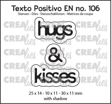 Crealies - Stanzschablone "Hugs & Kisses" Texto Positivo Dies