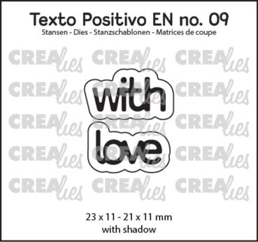 Crealies - Stanzschablone "With Love" Texto Positivo Dies