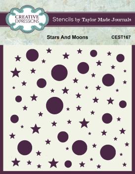 Creative Expressions - Schablone 6x8 Inch "Stars And Moons" Stencil Design by Taylor Made Journals