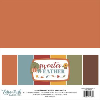 Echo Park - Cardstock "Sweater Weather" Coordinating Solids Paper 12x12 Inch - 6 Bogen 