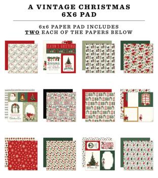 Carta Bella - Designpapier "A Vintage Christmas" Paper Pad 6x6 Inch - 24 Bogen