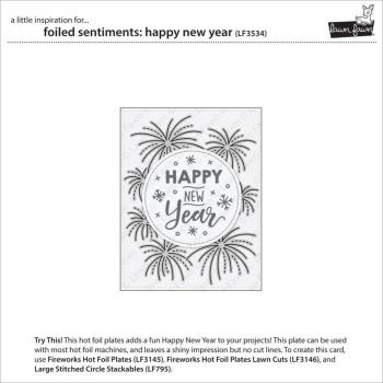 Lawn Fawn - Heißfolienplatte "Foiled Sentiments: Happy New Year" Hot Foil Plate