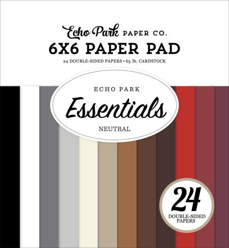Echo Park - Cardstock "Neutral" Essentials Paper 6x6 Inch - 24 Bogen 