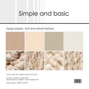 Simple and Basic - Designpapier "Soft and natural textures" Paper Pack 12x12 Inch - 8 Bogen 