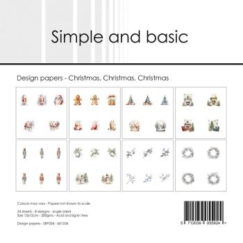 Simple and Basic - Designpapier "Christmas, Christmas, Christmas" Paper Pack 6x6 Inch - 24 Bogen 